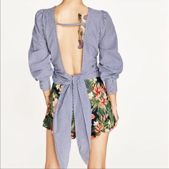 ZARA Wrap blouse with backless bow back - Picture 2 of 9